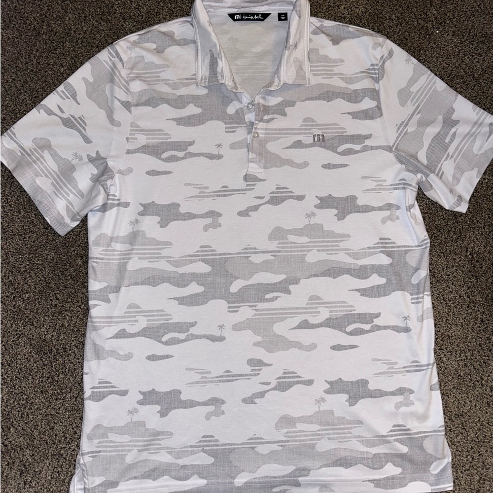 PGA Tour White and Gray Camouflage Polo Shirt